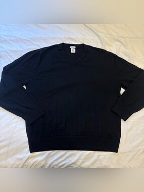 GAP 100% Merino Wool Black Crewneck Sweater XL Classic Lightweight Knit Top